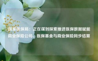 国家医保局：正在谋划探索推进医保数据赋能商业保险公司、医保基金与商业保险同步结算