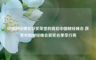 中国财经峰会获奖荣誉的背后中国财经峰会 获奖中国财经峰会获奖名单李行亮