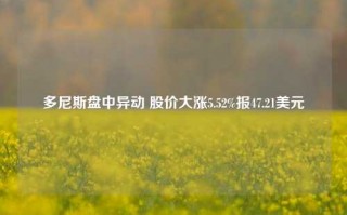 多尼斯盘中异动 股价大涨5.52%报47.21美元