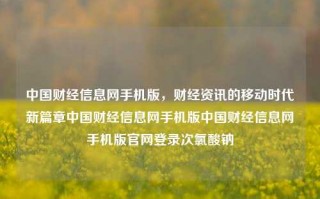 中国财经信息网手机版，财经资讯的移动时代新篇章中国财经信息网手机版中国财经信息网手机版官网登录次氯酸钠