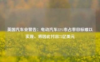 英国汽车业警告：电动汽车22%市占率目标难以实现，将因此付出75亿美元