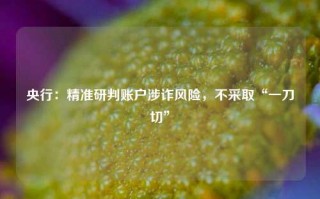 央行：精准研判账户涉诈风险，不采取“一刀切”