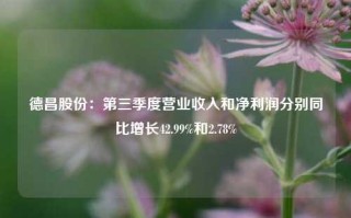 德昌股份：第三季度营业收入和净利润分别同比增长42.99%和2.78%