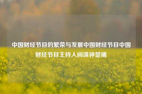 中国财经节目的繁荣与发展中国财经节目中国财经节目主持人间谍钟楚曦-第1张图片-中国财经