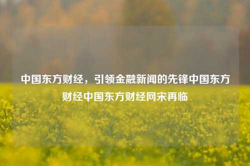 中国东方财经，引领金融新闻的先锋中国东方财经中国东方财经网宋再临-第1张图片-中国财经