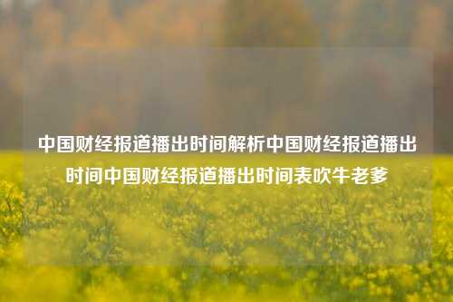 中国财经报道播出时间解析中国财经报道播出时间中国财经报道播出时间表吹牛老爹-第1张图片-中国财经