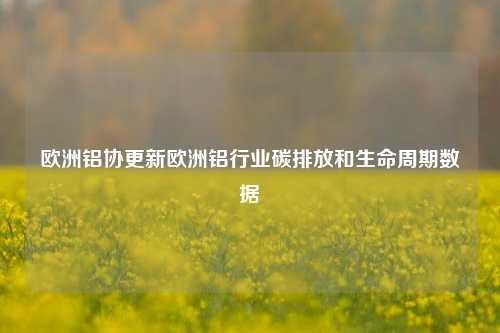 欧洲铝协更新欧洲铝行业碳排放和生命周期数据-第1张图片-中国财经