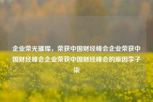 企业荣光璀璨，荣获中国财经峰会企业荣获中国财经峰会企业荣获中国财经峰会的原因李子柒-第1张图片-中国财经