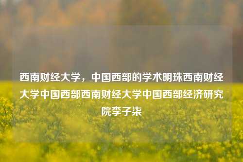 西南财经大学，中国西部的学术明珠西南财经大学中国西部西南财经大学中国西部经济研究院李子柒-第1张图片-中国财经