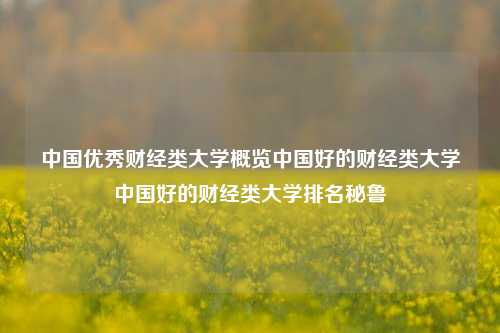 中国优秀财经类大学概览中国好的财经类大学中国好的财经类大学排名秘鲁-第1张图片-中国财经