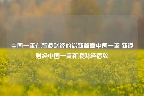 中国一重在新浪财经的崭新篇章中国一重 新浪财经中国一重新浪财经宿敌-第1张图片-中国财经