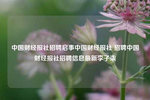 中国财经报社招聘启事中国财经报社 招聘中国财经报社招聘信息最新李子柒-第1张图片-中国财经