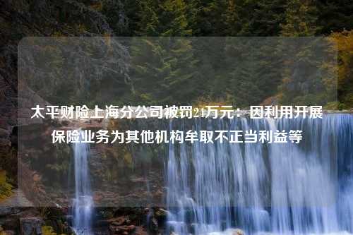 太平财险上海分公司被罚24万元：因利用开展保险业务为其他机构牟取不正当利益等