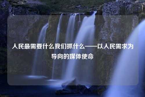 人民最需要什么我们抓什么——以人民需求为导向的媒体使命